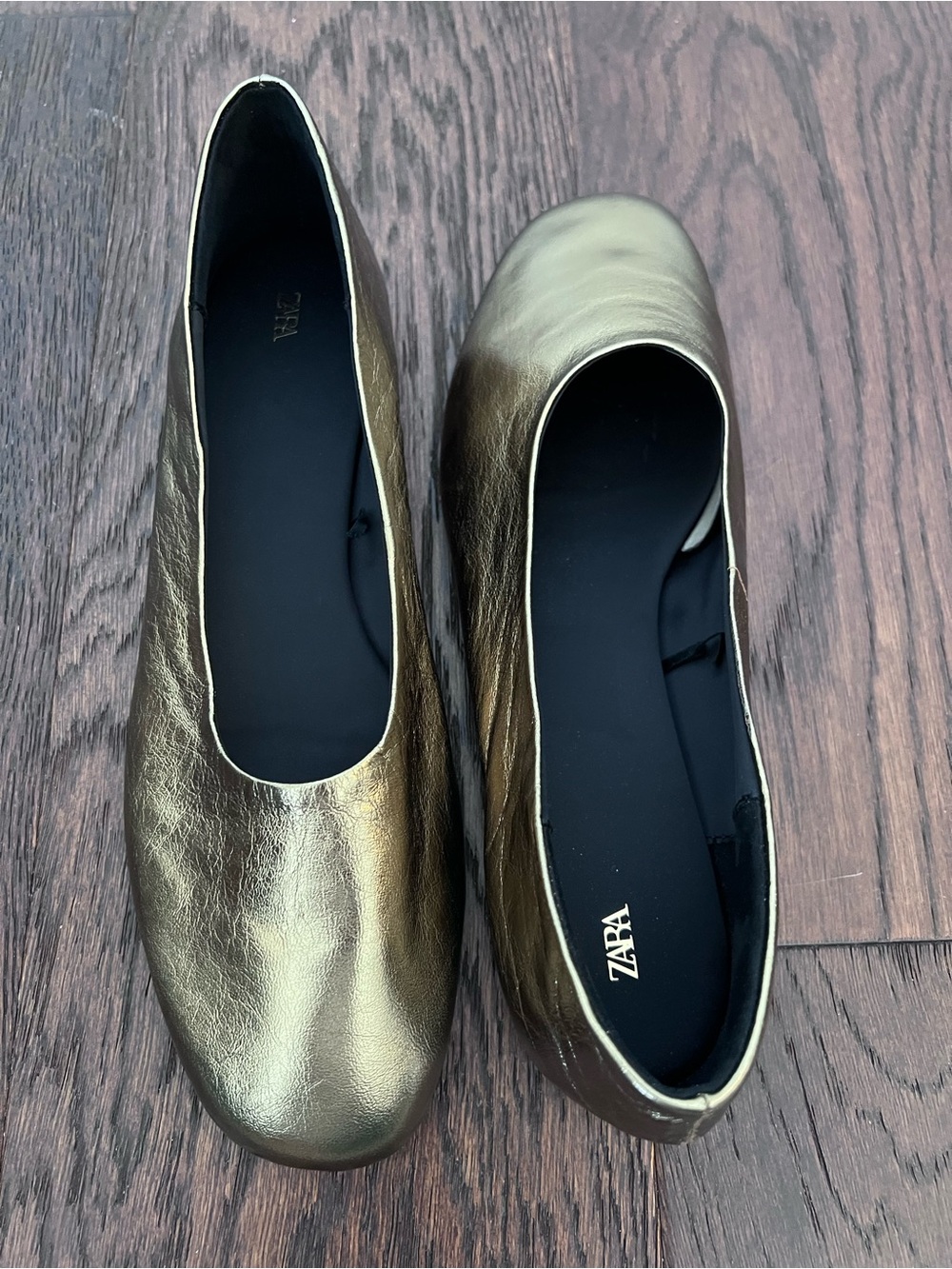 NWOT Zara Gold Metallic Ballet Flats Size 41 (US 10)